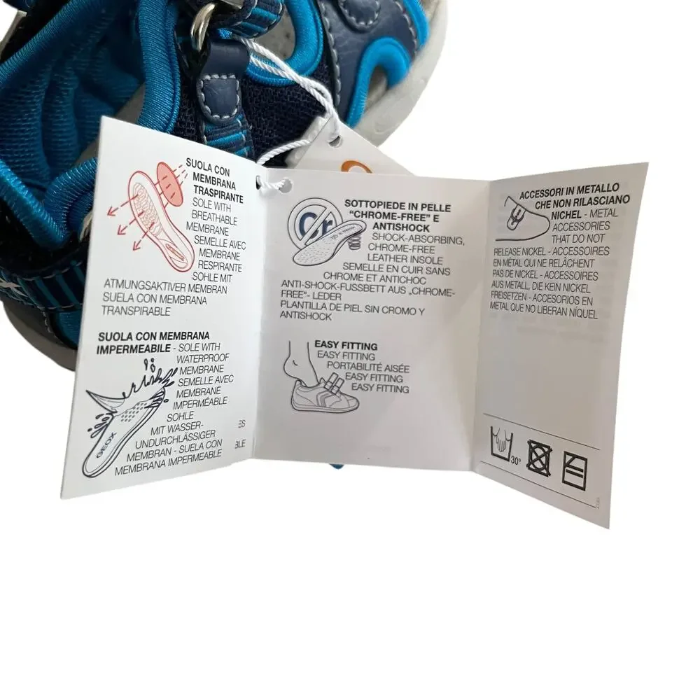 Geox Respira Boys Navy Water Friend;y  Sport Sandals size 20/US 4.5 NWT